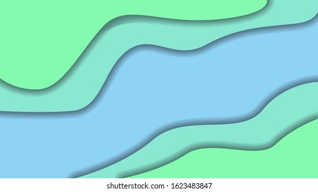 Abstract blue turquoise background on paper cut style. Vector illustration