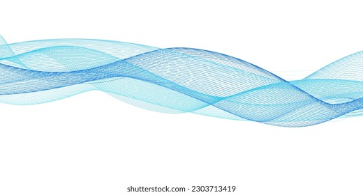 Resumen de líneas azules y turquesas sobre fondo blanco. Ilustración vectorial. Pancarta, diseño de olas de afiches.