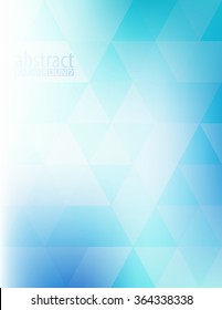Abstract blue and turquoise pattern with transparent triangles. Vector graphic background