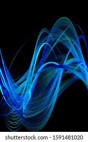 Abstract Blue and Turquoise Pattern with Waves. Striped Linear Texture. Vector. 3D Illustration