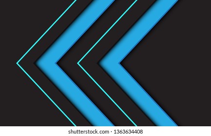 Abstract blue twin arrow direction on dark grey design modern futuristic background vector illustration.