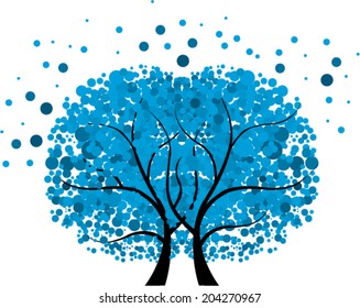 Abstract blue twin tree - Vector Illustration