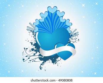 abstract blue twinkle star background with grungy heart