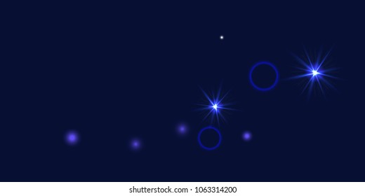 Abstract blue vector background. Chaotic stars shine in the night sky. Design element for postcard, poster, business card, cover.