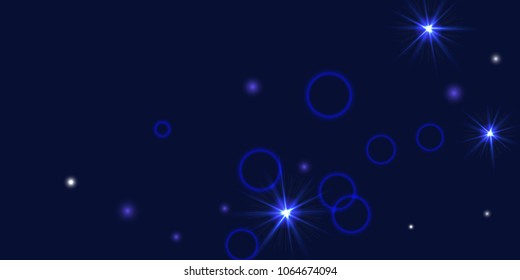 Abstract blue vector background. Chaotic stars shine in the night sky. Design element for postcard, poster, business card, cover.