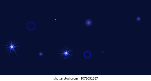 Abstract blue vector background. Chaotic stars shine in the night sky. Design element for postcard, poster, business card, cover.
