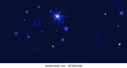 Abstract blue vector background. Chaotic stars shine in the night sky. Design element for postcard, poster, business card, cover.