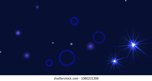 Abstract blue vector background. Chaotic stars shine in the night sky. Design element for postcard, poster, business card, cover.