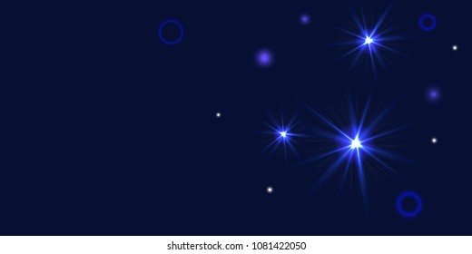 Abstract blue vector background. Chaotic stars shine in the night sky. Design element for postcard, poster, business card, cover.