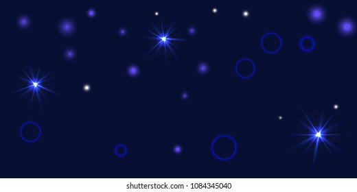 Abstract blue vector background. Chaotic stars shine in the night sky. Design element for postcard, poster, business card, cover.