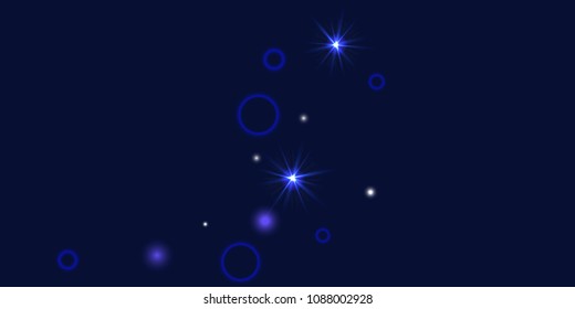 Abstract blue vector background. Chaotic stars shine in the night sky. Design element for postcard, poster, business card, cover.