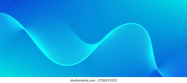 Abstract blue vector background with flowing wave lines and smooth gradients, forming a dynamic, modern composition with depth and motion.