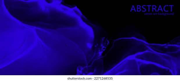Abstract blue vector background with futuristic texture for cover design, poster, cover, banner, flyer and cards. Blue and black. Bright color ink illustration. Color smoke.