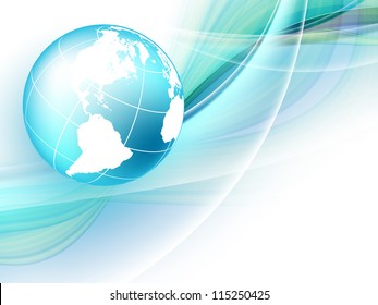 abstract blue vector background with globe and lines. Eps10