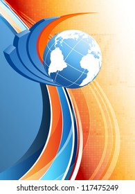 abstract blue vector background with globe and lines