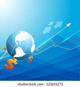 abstract blue vector background with globe and lines. Eps10