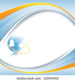 abstract blue vector background with globe and lines. Eps10