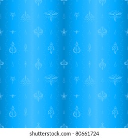 Abstract blue vector background with graphic floral pattern