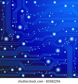 abstract blue vector background with high tech circuit board