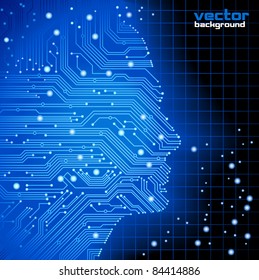 abstract blue vector background with high tech circuit board