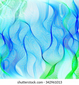 Abstract blue vector background with lines and dots