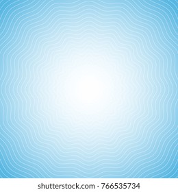 Abstract blue vector background. Modern graphic template. Wavy Circles going to the center. Optic illusion