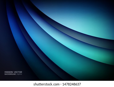 Abstract Blue Vector Background. Paper Cut Effect.
