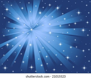 Abstract blue vector background with stars.