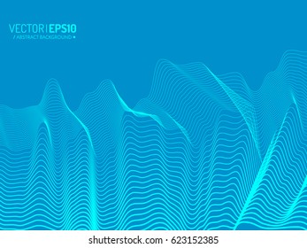 Abstract blue vector background with wave lines for business presentation, brochure or flyer design. 