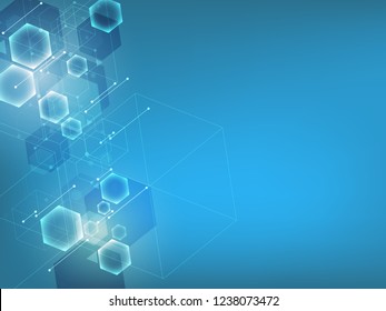 abstract blue vector background.geometric hexagon concept.