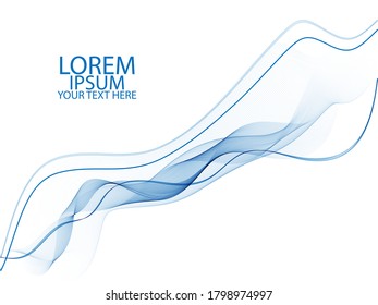 Abstract blue vector background.Smooth blue wavy lines.