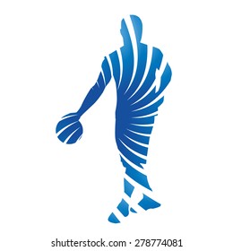Abstract blue vector basketball player