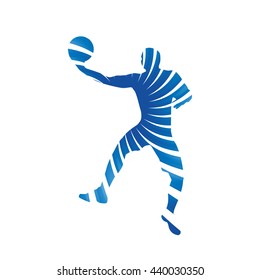 Abstract blue vector basketball player