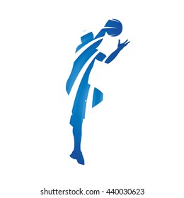 Abstract blue vector basketball player