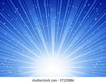 Abstract blue vector blast of stars