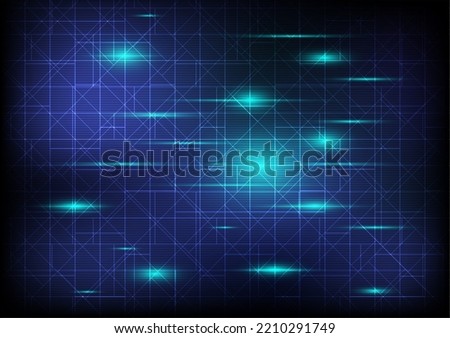 Abstract blue vector digital cyberspace technology background with grid lines and glowing light effect on dark backdrop for Hitech background