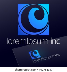 Abstract blue Vector Emblem. Logo for Business, Technology, Corporation.