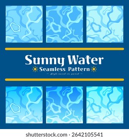 Abstract blue vector illustration pattern inspired by a sunny water surface. Seamless geometric texture perfect for summer, resort, social media, business templates, or digital wallpaper.