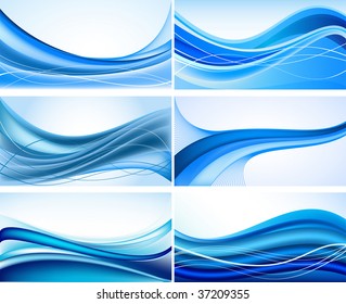 Conjunto de ilustraciones vectoriales azules abstractas