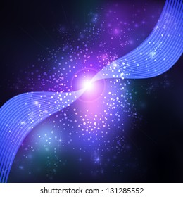 Abstract blue vector lens flare  background.