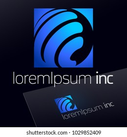Abstract blue vector Logo for Business, Technology, Corporation.