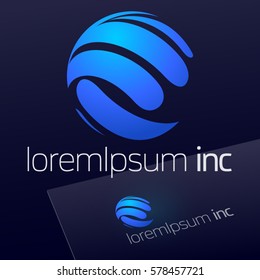 Abstract blue vector logo for Business, Technology, Corporation.