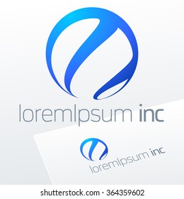 Abstract blue vector logotype. Emblem for for Business, Technology, Corporation.