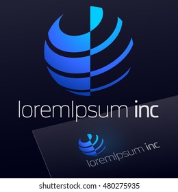 Abstract blue vector logotype. Emblem for for Business, Technology, Corporation.