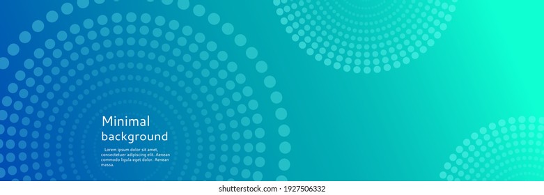 Abstract blue vector long banner. Dotted circle minimal style template for social media with space for text.