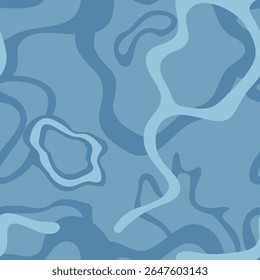 Padrão de vetor azul abstrato inspirado em uma superfície de água turva. Textura geométrica sem emenda adequada para fundos de verão e estação chuvosa, ou para expressar humores sombrios ou ansiosos.