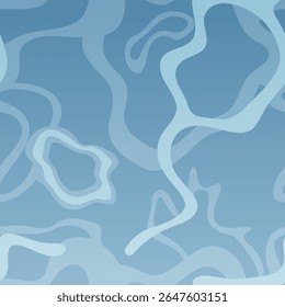 Padrão de vetor azul abstrato inspirado em uma superfície de água turva. Textura geométrica sem emenda adequada para fundos de verão e estação chuvosa, ou para expressar humores sombrios ou ansiosos.