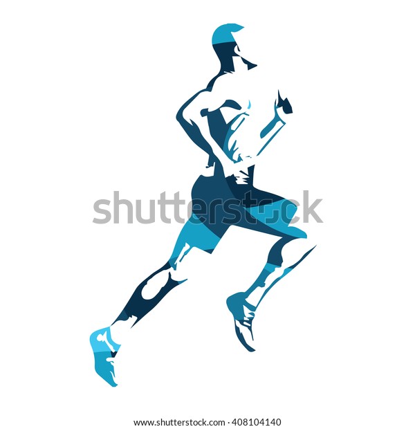 Abstract Blue Vector Runner Running Man Vector Isolated Illustration