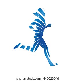 Abstract blue vector running woman