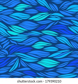 abstract blue vector seamless wavy pattern